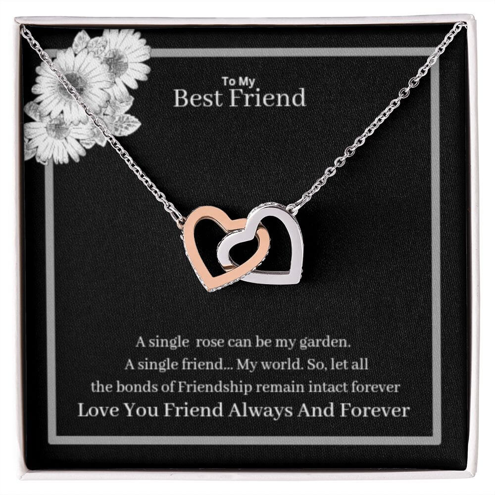 To My Best Friend Interlocking Hearts Necklace Yellow & White Gold Variants