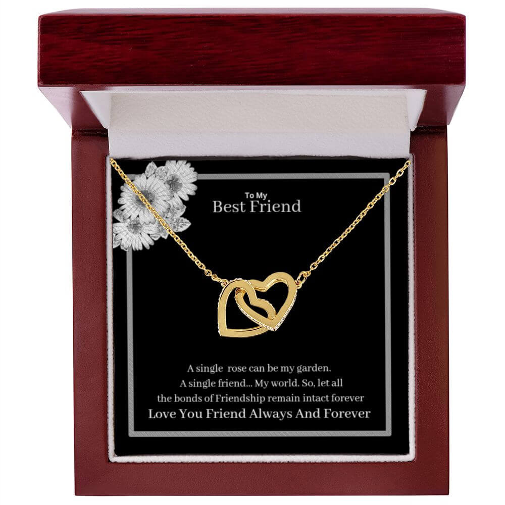 To My Best Friend Interlocking Hearts Necklace Yellow & White Gold Variants