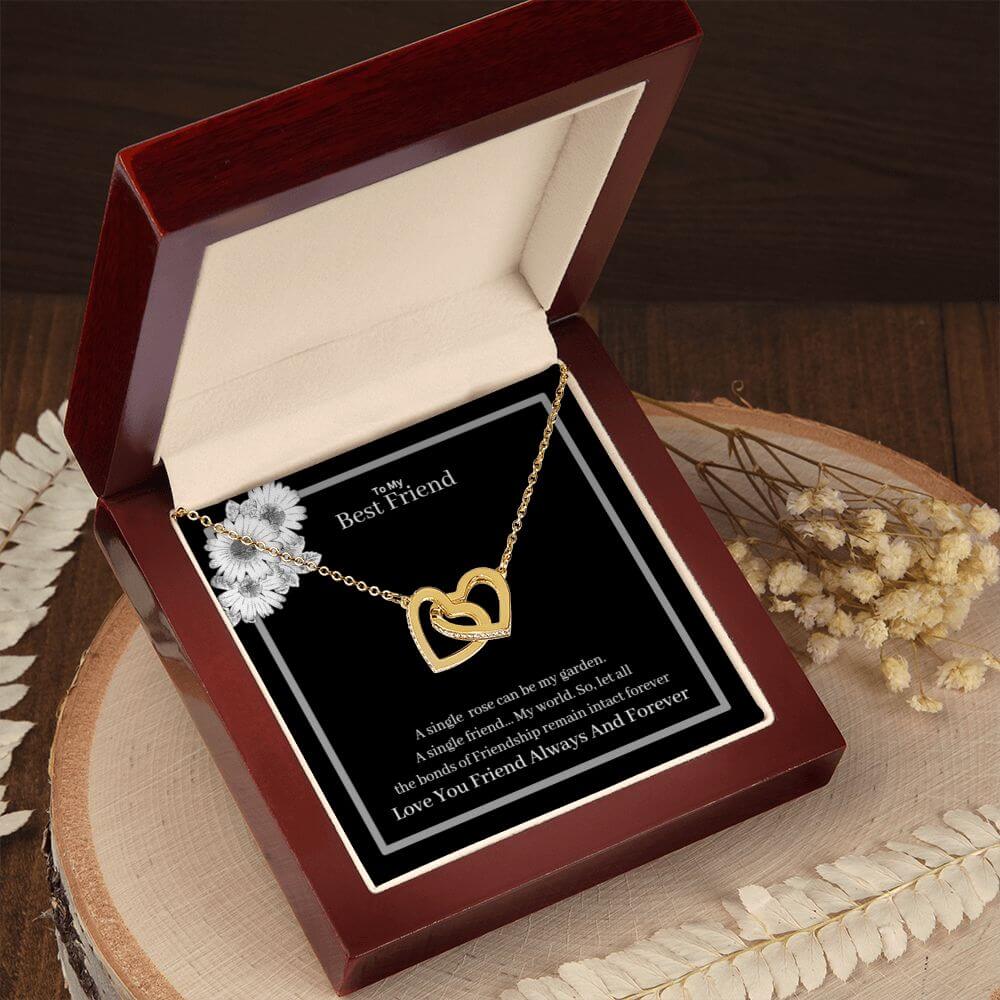 To My Best Friend Interlocking Hearts Necklace Yellow & White Gold Variants