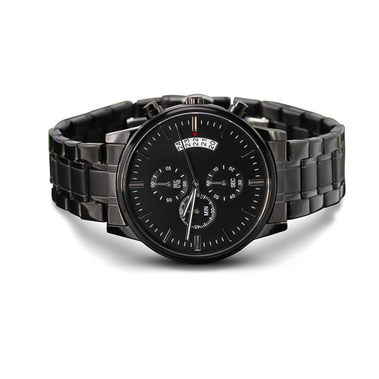 To My Son Customized Black Chronograph Watch