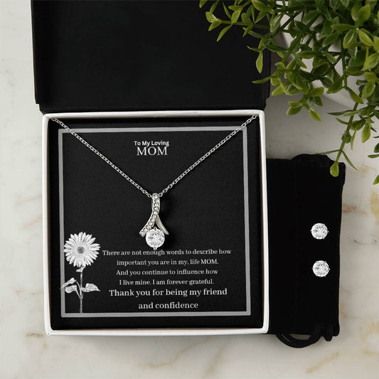 To My Loving Mom Alluring Beauty + Clear CZ Earrings