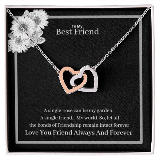 To My Best Friend Interlocking Hearts Necklace Yellow & White Gold Variants