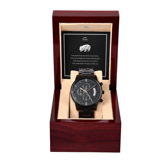To My Husband Black Chronograph Watch + MC (No Engraving)
